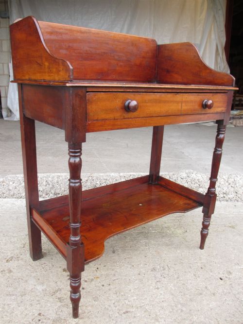Victorian Mahogany Galleried Back Washstand Single Drawer Undertier