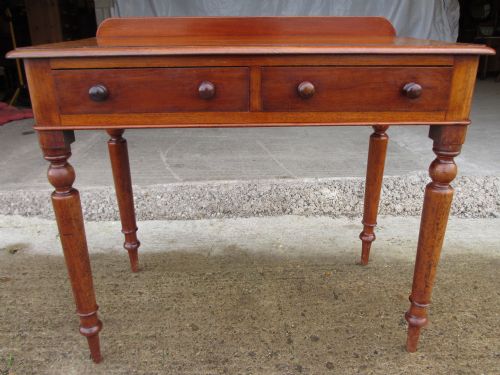 Victorian Mahogany Twin Drawer Writing Desk on Nicely Turned Supports