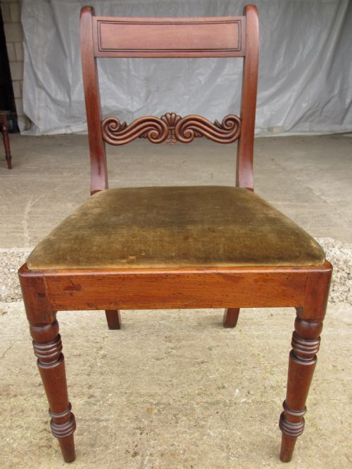 SET OF 4 19TH CENTURY WILLIAM IV MAHOGANY SCROLL BACK DINING CHAIRS WITH DROP IN SEATS - ADDITIONAL PHOTO 1