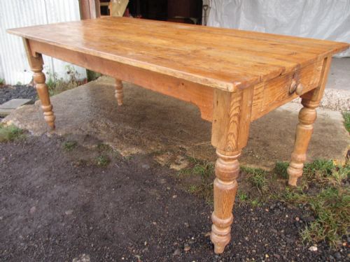 Victorian Pine 6ft Kitchen Table with 2 Cutlery Drawers