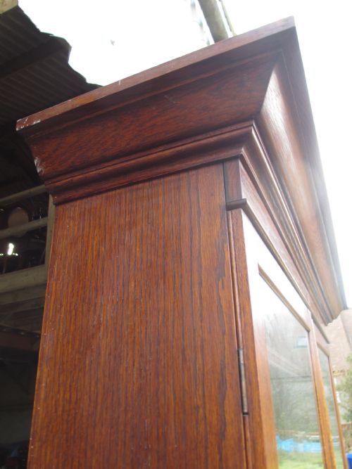 SUPERB EDWARDIAN GOLDEN OAK WIDE BUREAU BOOKCASE WITH FITTED INTERIOR - ADDITIONAL PHOTO 1