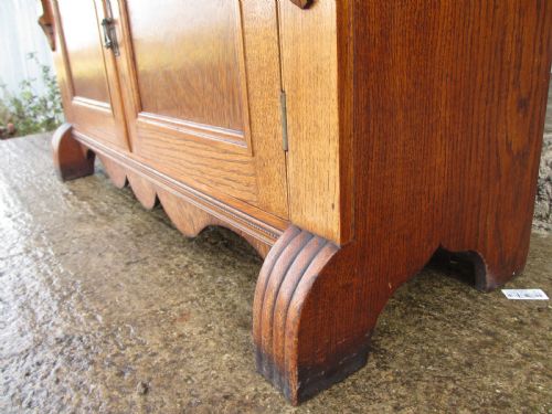SUPERB EDWARDIAN GOLDEN OAK WIDE BUREAU BOOKCASE WITH FITTED INTERIOR - ADDITIONAL PHOTO 2