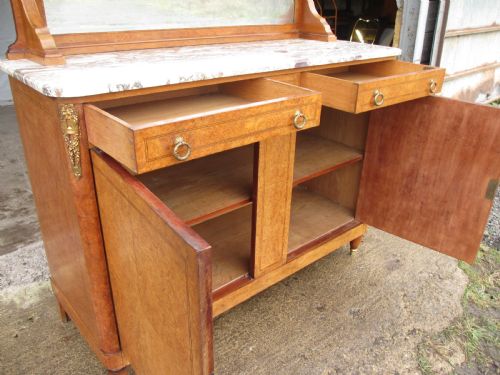 FRENCH BIRDS EYE MAPLE BUFFET MARBLE TOPPED WITH KEY ORMOLU - ADDITIONAL PHOTO 3