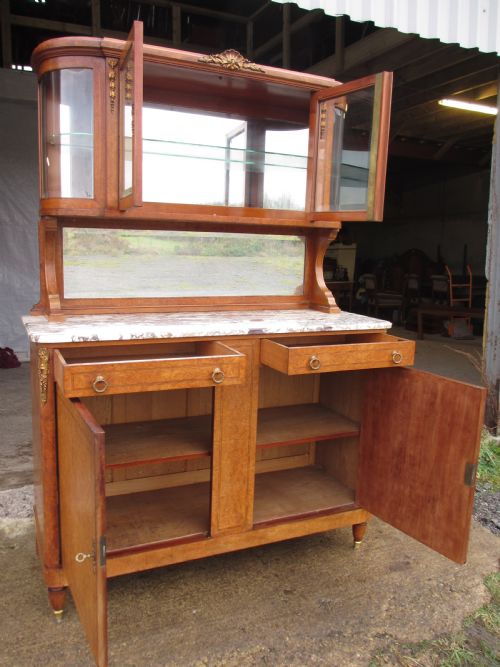 FRENCH BIRDS EYE MAPLE BUFFET MARBLE TOPPED WITH KEY ORMOLU - ADDITIONAL PHOTO 8