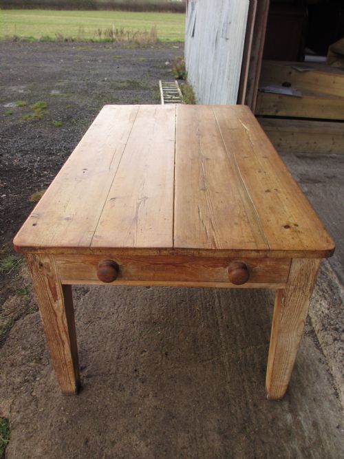 Victorian Solid Pine Plank Top Kitchen Dining Table with Drawers