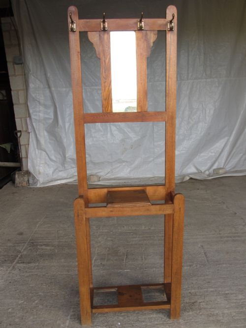 Slim Oak Mirror Hall Stand