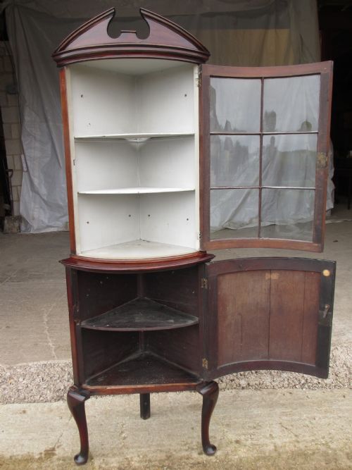 SLIM FLAME MAHOGANY BOW FRONTED 2 PIECE CORNER CABINET - ADDITIONAL PHOTO 7