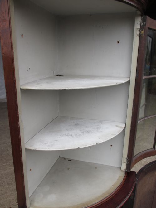 SLIM FLAME MAHOGANY BOW FRONTED 2 PIECE CORNER CABINET - ADDITIONAL PHOTO 8