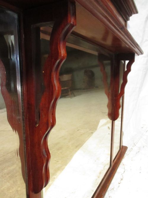 VICTORIAN FRETTED MAHOGANY TRIPTYCH OVERMANTLE MIRROR - ADDITIONAL PHOTO 6