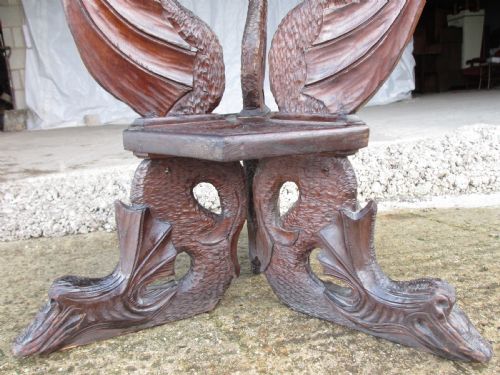 UNUSUAL VICTORIAN ANGLOBURMESE PADOUK TEAK AND BRASS CARVED ADJUSTABLE OIL LAMP - ADDITIONAL PHOTO 11