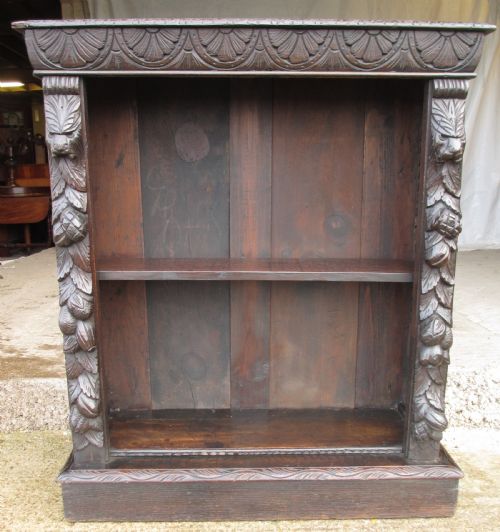 Victorian Carved Oak Adjustable Open Bookcase