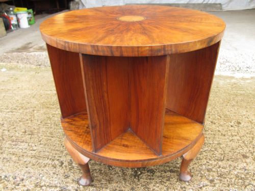 Edwardian Inlaid Walnut Circular Revolving Bookcase