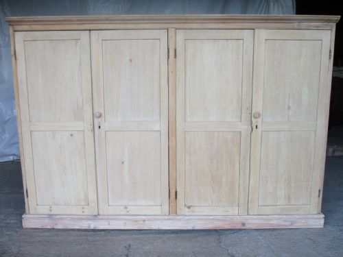 Victorian Large Pine Four Door Scullery Side Cabinet