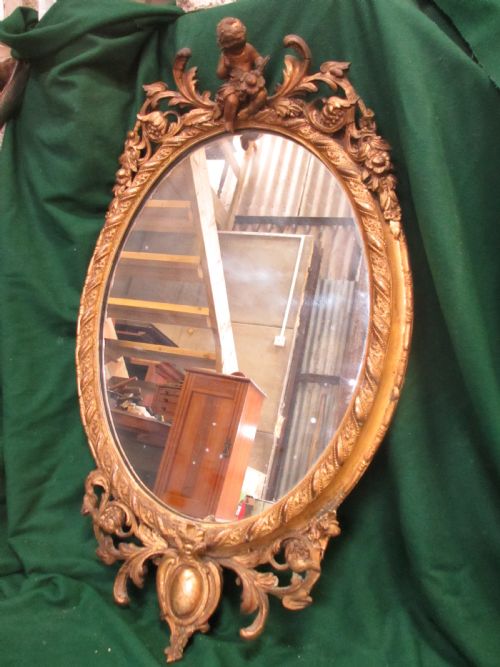 18th Century Gilt Framed Oval Wall Hanging Mirror