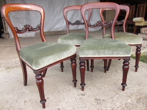 Set of Four Victorian Mahogany Upholstered Chairs