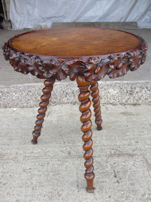 19th Century Oak and Walnut Round Top Gypsy Occasional Table