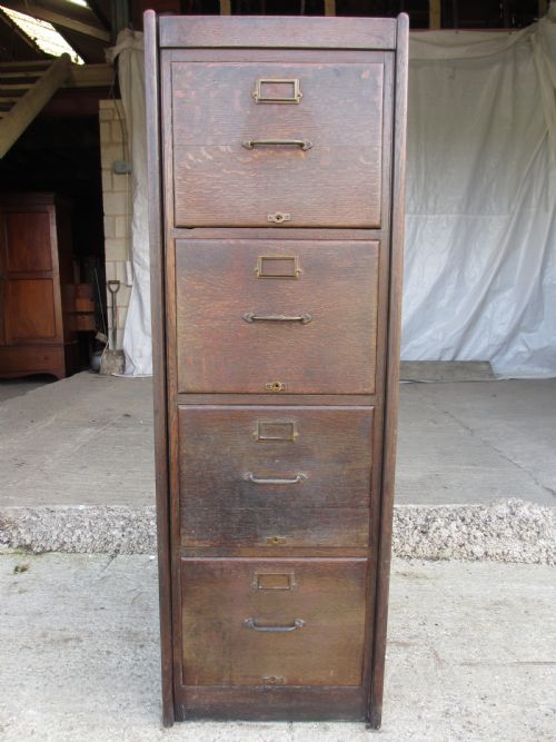 Edwardian Oak 4 Drawer Filing Cabinet