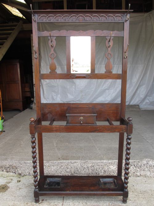 Victorian Oak Mirrored Hall Stand