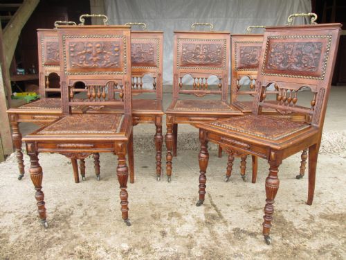 SET OF 6 UNUSUAL VICTORIAN DINING CHAIRS - ADDITIONAL PHOTO 11