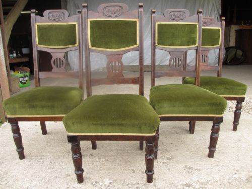 Four Victorian Mahogany Art Nouveau Dining Chairs