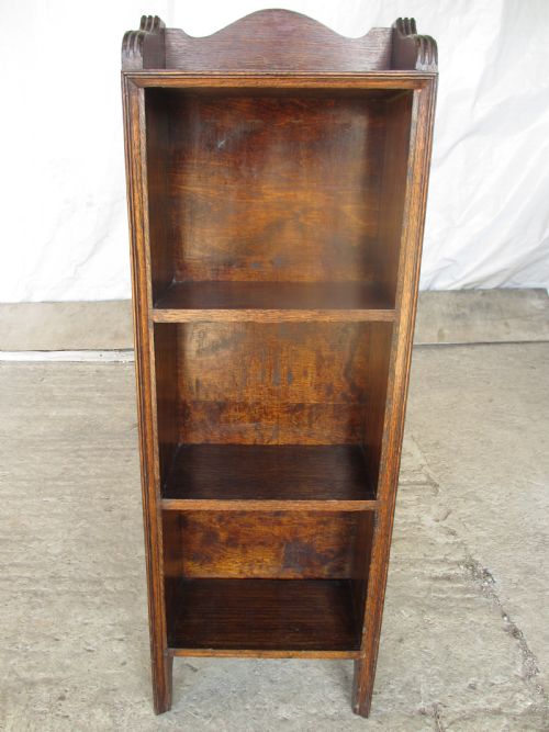 Edwardian Slender Oak Bookcase with Fifteen Volumes of Dickens