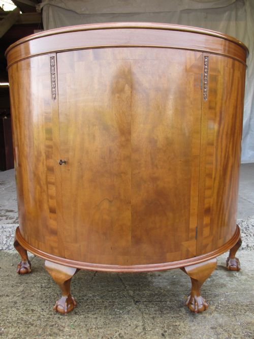 Early 20th Century Cross Banded Mahogany Demi-lune Style Side Door Cabinet