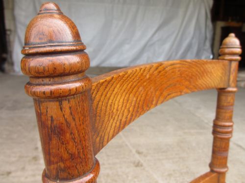 SET OF FOUR VICTORIAN OAK ARTS AND CRAFTS STYLE KITCHEN DINING CHAIRS - ADDITIONAL PHOTO 5