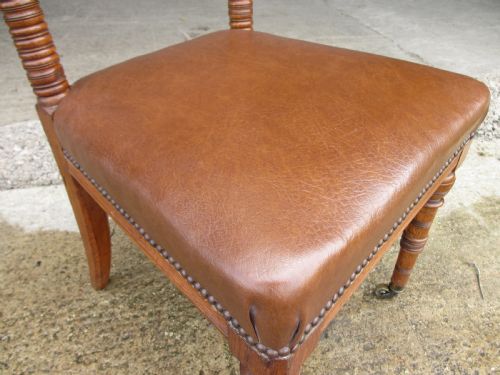 SET OF FOUR VICTORIAN OAK ARTS AND CRAFTS STYLE KITCHEN DINING CHAIRS - ADDITIONAL PHOTO 7