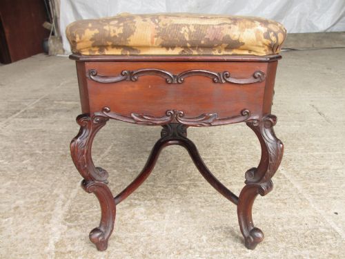 19TH CENTURY MAHOGANY UPHOLSTERED DUET MUSIC STOOL - ADDITIONAL PHOTO 11