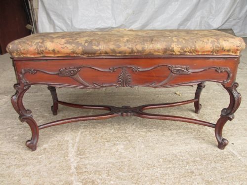 19TH CENTURY MAHOGANY UPHOLSTERED DUET MUSIC STOOL - ADDITIONAL PHOTO 12