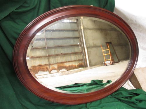 Late 19th Century Mahogany Oval Bevel Glass Mirror