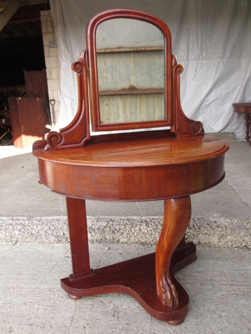 VICTORIAN MAHOGANY DUCHESS DEMI LUNE DRESSING TABLE WITH SWING MIRROR - ADDITIONAL PHOTO 2