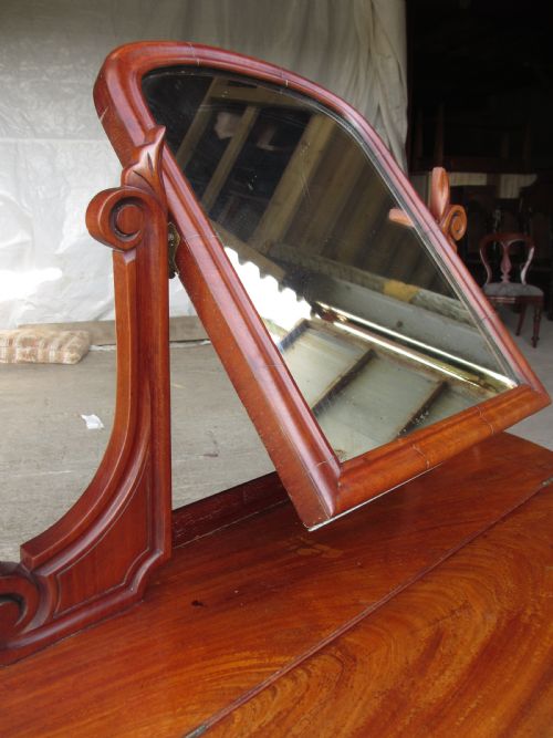 VICTORIAN MAHOGANY DUCHESS DEMI LUNE DRESSING TABLE WITH SWING MIRROR - ADDITIONAL PHOTO 11