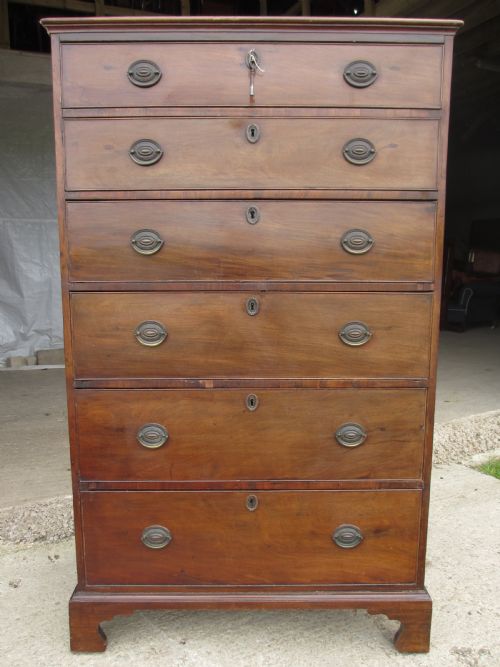 Georgian Mahogany Tall Tapering 6 Drawer Chest of Drawers