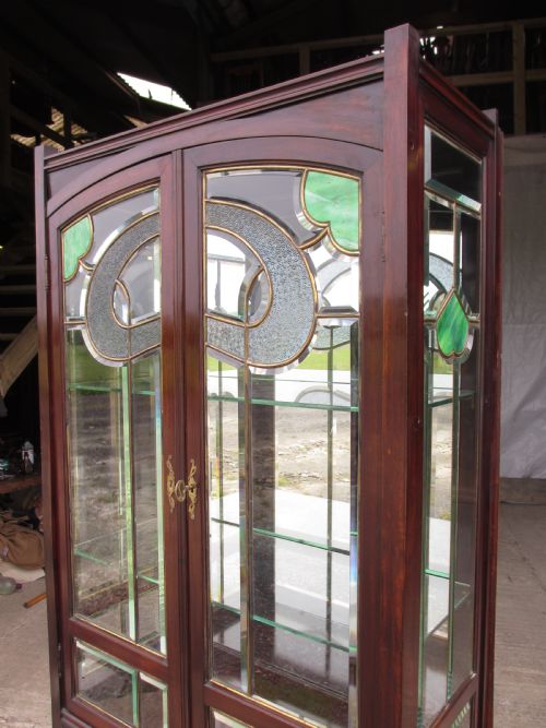 QUALITY 19TH CENTURY MAHOGANY ART NOUVEAU DISPLAY CABINET - ADDITIONAL PHOTO 11