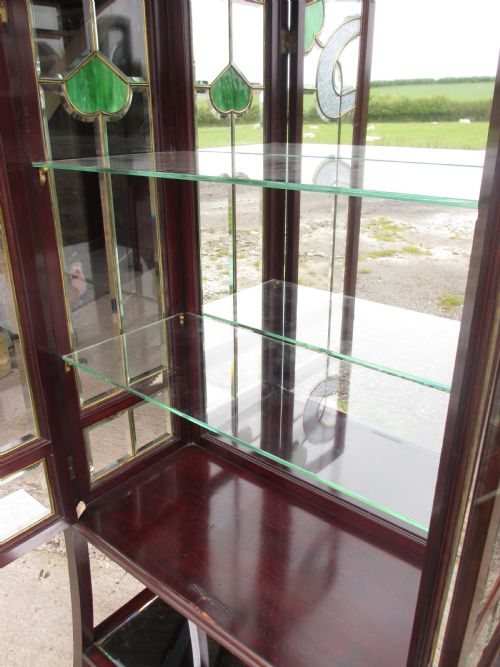 QUALITY 19TH CENTURY MAHOGANY ART NOUVEAU DISPLAY CABINET - ADDITIONAL PHOTO 8