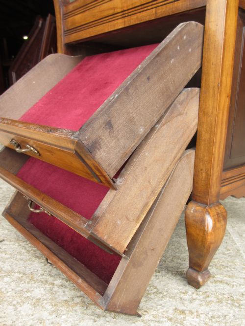 EDWARDIAN MAHOGANY MUSIC STOOL WITH UPHOLSTERED LIFT UP SEAT - ADDITIONAL PHOTO 5