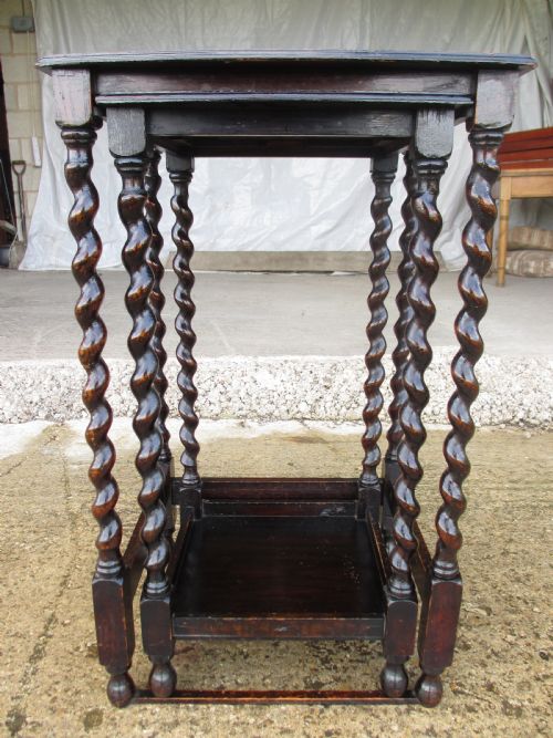Victorian Oak Barley Twist Set of 2 Nest of Tables