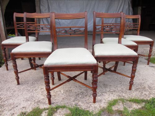 Set of 6 Georgian Mahogany and Ebonised Scottish Dining Chairs