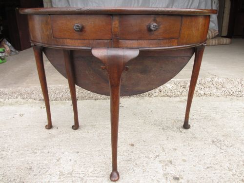 Georgian Oak Demi-lune Side Dining Table
