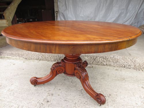 Victorian Mahogany and Walnut Circular Tilt Top Breakfast Table