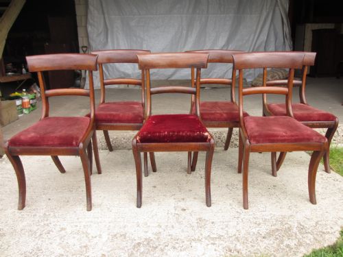Set of 6 Regency Mahogany Bar Back Dining Chairs