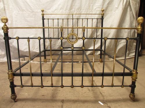 Victorian King Size Brass and Iron Bedstead
