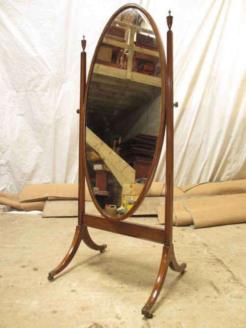 Edwardian Mahogany Cheval Standing Swing Dressing Mirror