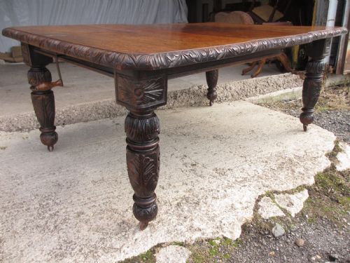 Victorian Oak Carved Extending Dining Table