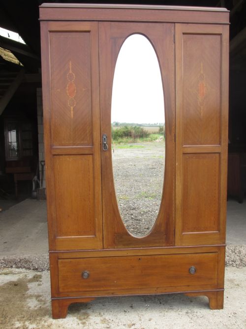 Late 19th Century Mahogany Sheraton Revival Inlaid Wardrobe