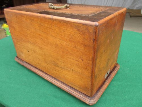 VICTORIAN WALNUT AND TUNBRIDGE INLAID BOXED CASED SEWING MACHINE FAUDELS OF LONDON - ADDITIONAL PHOTO 2