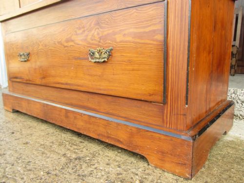 VICTORIAN PITCH PINE MIRROR DOOR 4 PIECE WARDROBE WITH DRAWER - ADDITIONAL PHOTO 6