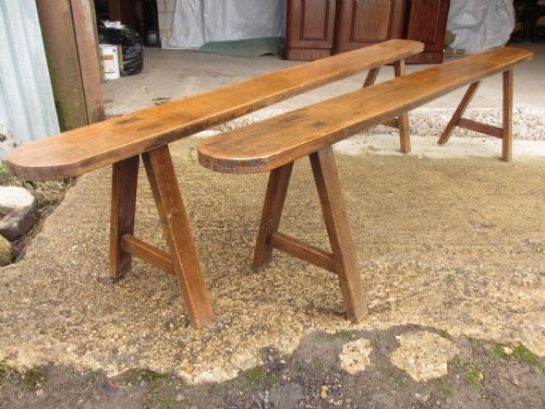 Pair of 19th-century Refectory Oak Benches