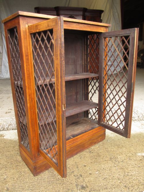 REGENCY MAHOGANY AND WALNUT BOOKCASE CABINET - ADDITIONAL PHOTO 1